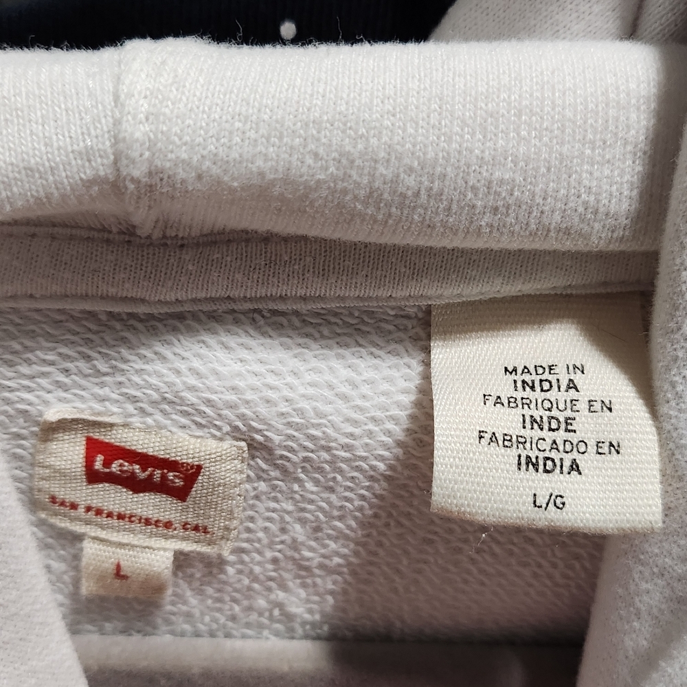 LEVIS Hoodie Womens Large White Red Blue Logo Graphic Streetwear Athleisure - Picture 6 of 9